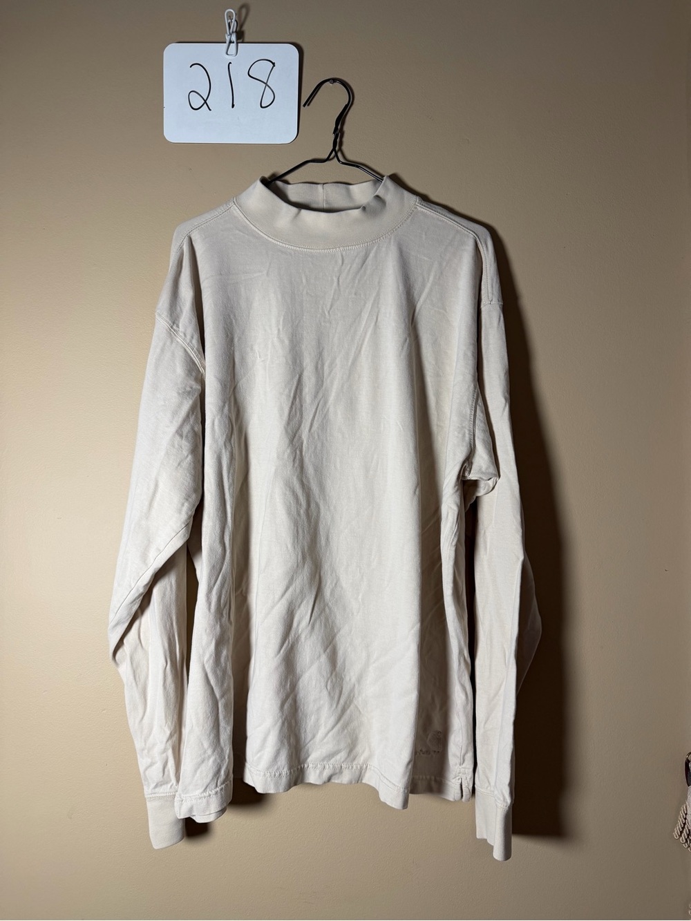 Carhartt Men's Long-Sleeve Mock Neck Shirt in Cream Sz XL